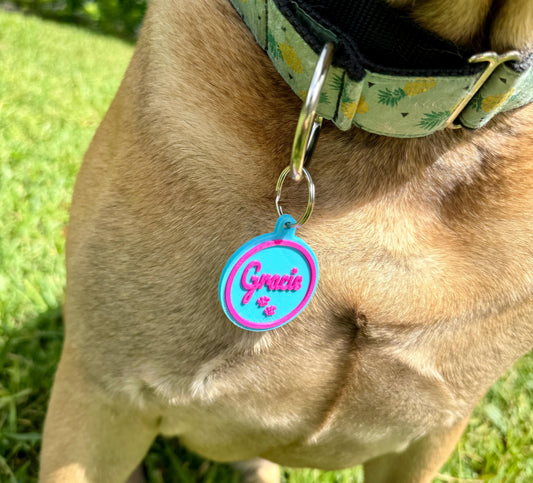 Custom Pet Name ID Tag Circle Collar Charm