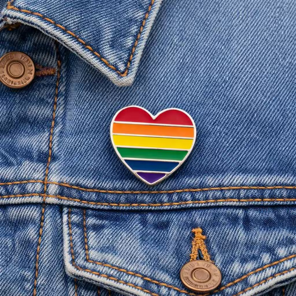 Rainbow Heart Shaped Gay Pride Pins