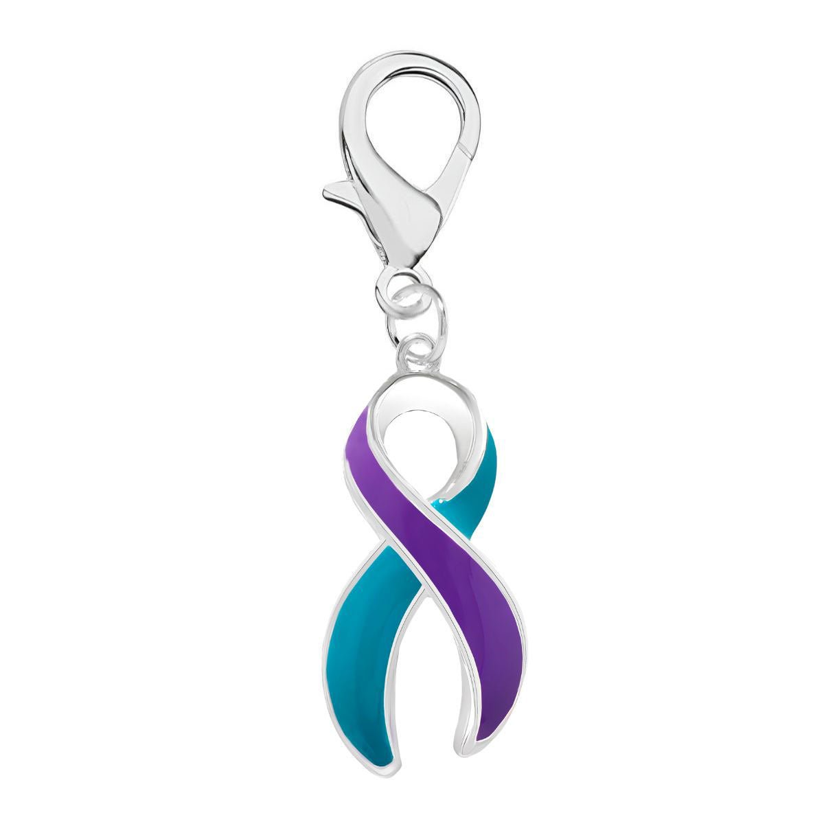 Large Teal & Purple Ribbon Hanging Charms