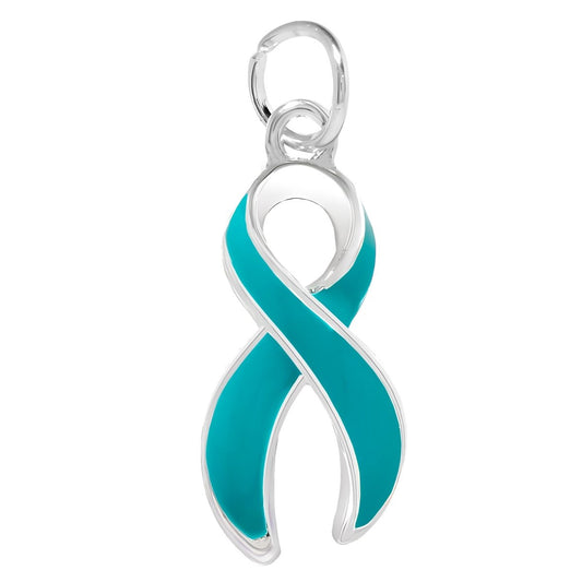 Large Teal Ribbon Charms