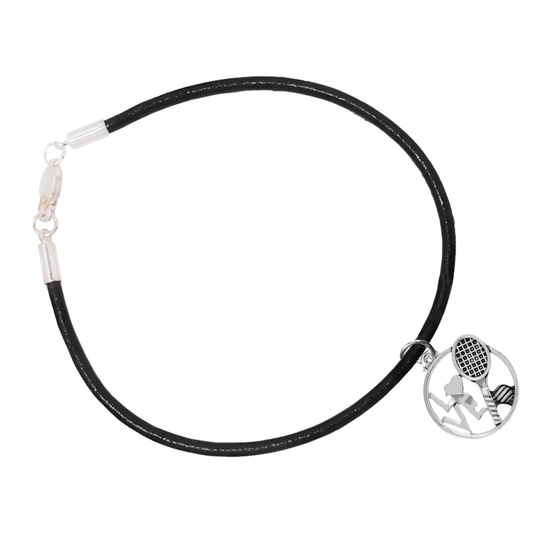 Love Tennis Black Cord Bracelets