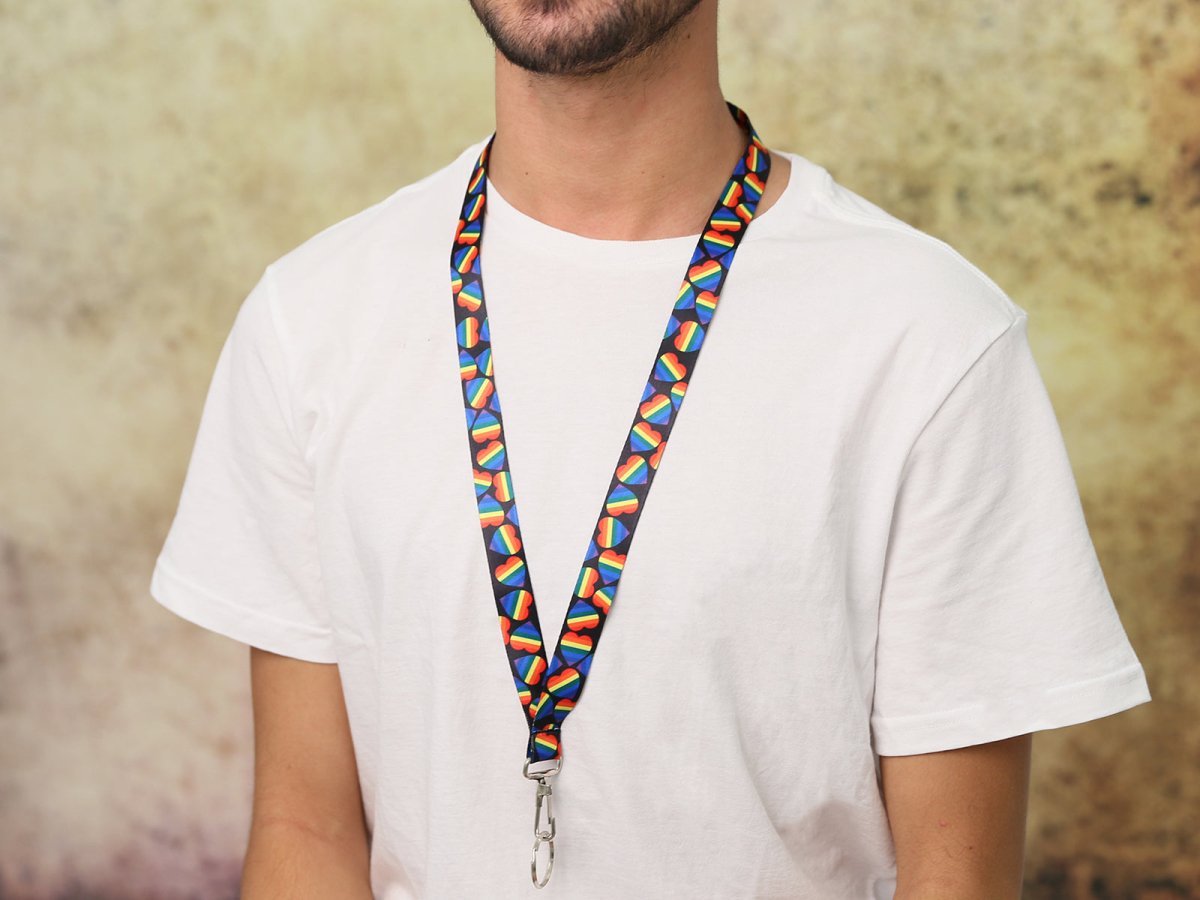 Rainbow Heart Gay Pride Lanyards