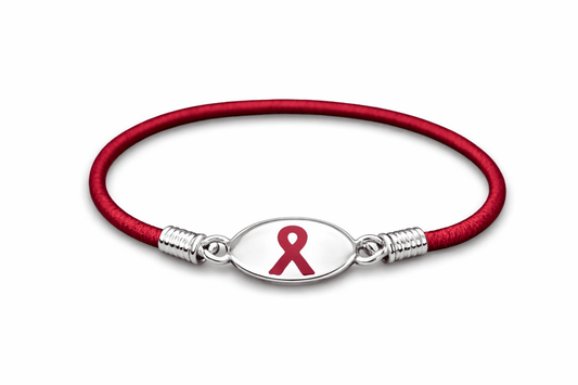 Multiple Myeloma Burgundy Ribbon Stretch Bracelets